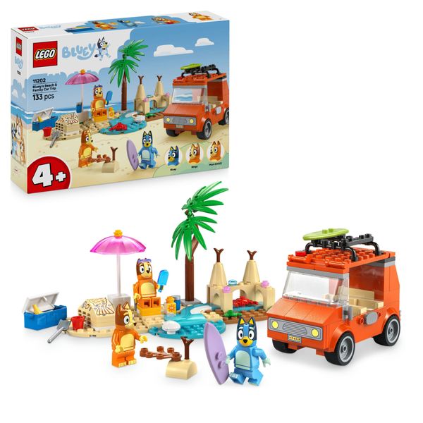 Lego 11202 - bluey vacanza in spiaggia con auto e 3 figure, 4+ anni - BLUEY, Lego