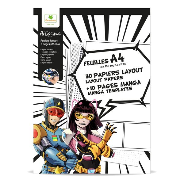 Sycomore - blocco di fogli a4 con griglia per disegnare e texture - 