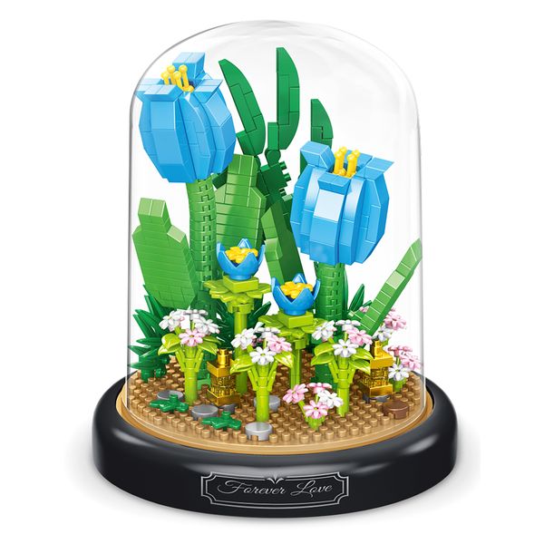 Set giardino miniatura assortito  - mattoncini fiore cactus, rosa, girasole, tulipano - ZIG ZAG