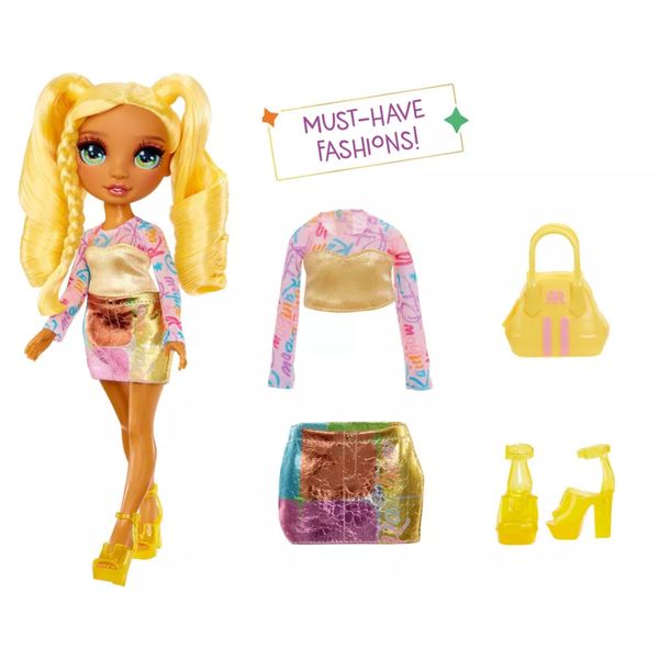 Rainbow high sunny - bambola fashion gialla 28 cm - Rainbow High