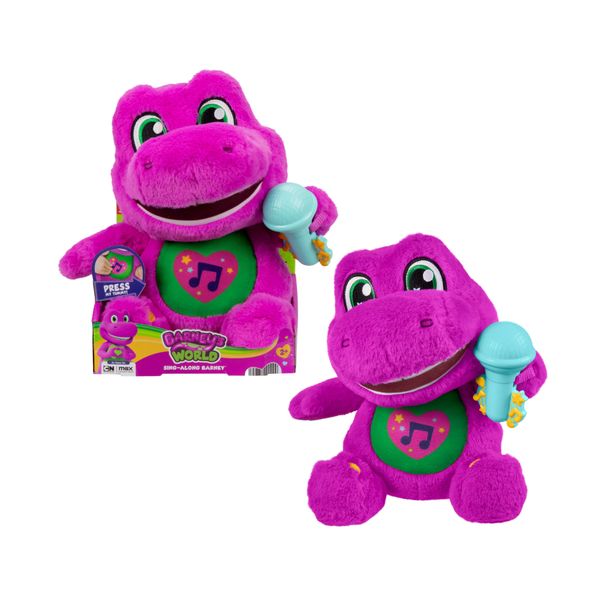 Fisher-price il mondo di barney - barney canterino, peluche alto 25+ cm con suoni e morbido tessuto, riproduce 10 frasi e 5 canzoni - FISHER PRICE