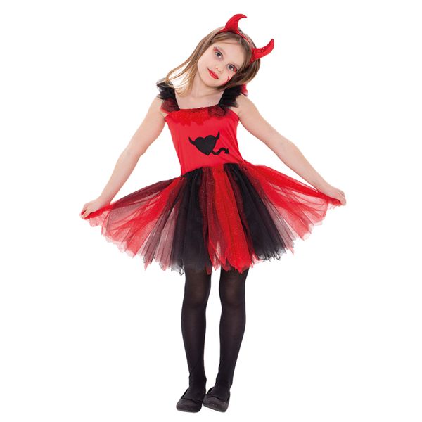 Costume travestimento halloween diavoletta bambina taglia unica bimbi - CARNAVAL QUEEN