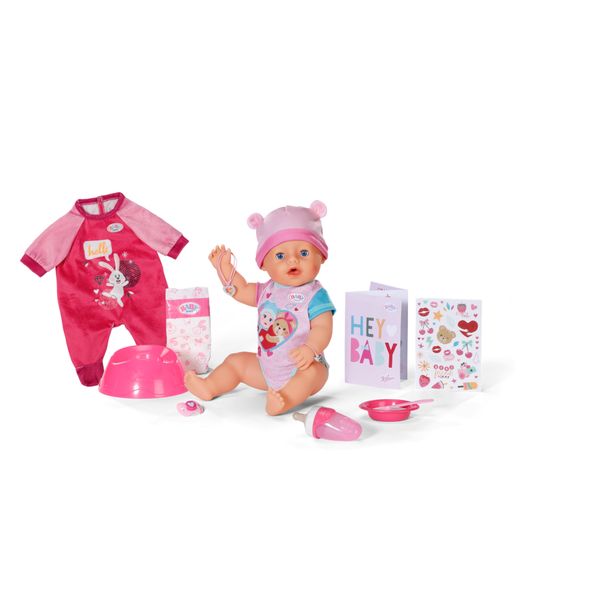 Baby born emma, bambola con 10 funzioni, tutina e accessori, per bambini dai 3 anni, funziona senza batteria, bambola alta 43 cm - BABY BORN