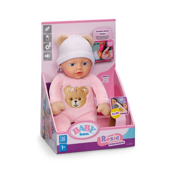 Baby born rosie - bambola interattiva, morbida e coccolosa con 6 adorabili funzioni sonore, ideale per bambini partire da 1 anno di età. - BABY BORN