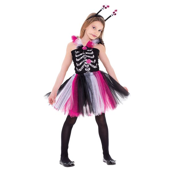Costume travestimento halloween scheletrina bambina taglia unica bimbi - CARNAVAL QUEEN