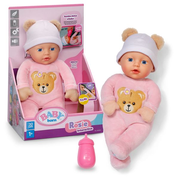 Baby born rosie - bambola interattiva, morbida e coccolosa con 6 adorabili funzioni sonore, ideale per bambini partire da 1 anno di età. - BABY BORN