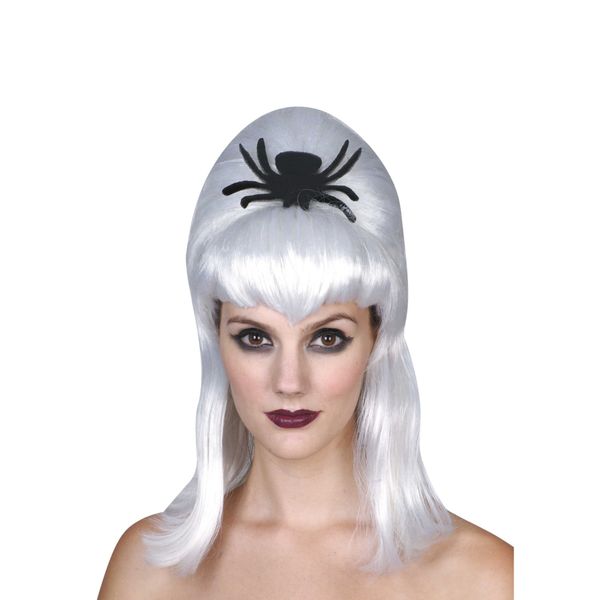 Parrucca strega bianca con ragno nero – halloween - CIAO