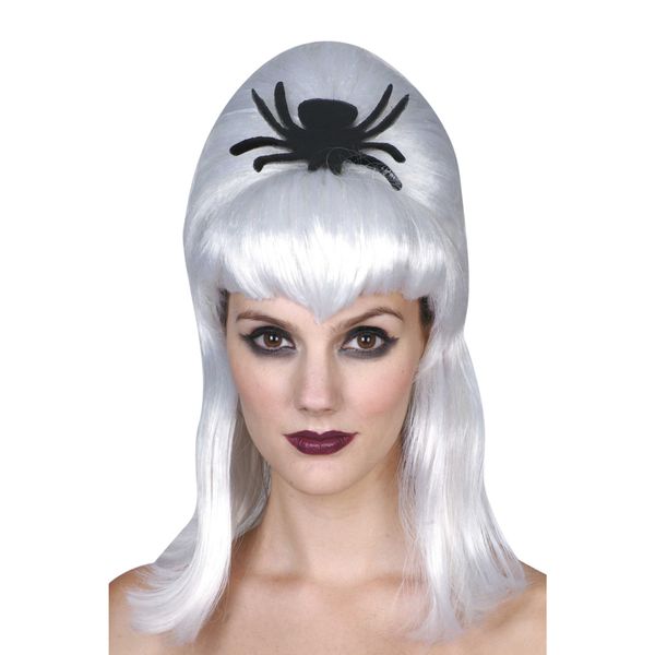 Parrucca strega bianca con ragno nero – halloween - CIAO