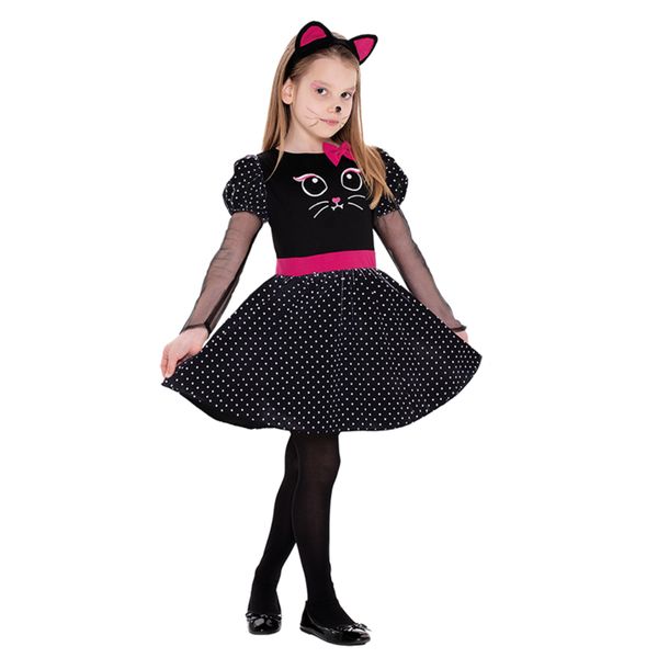 Costume gattina nero bambina halloween - CARNAVAL QUEEN