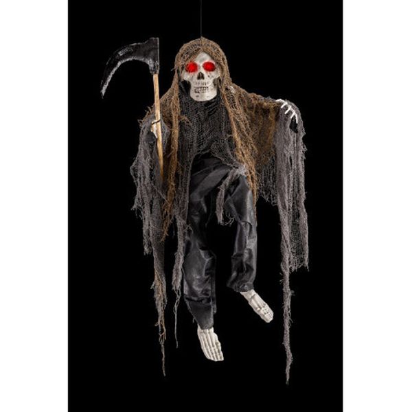 Scheletro con falce appendibile 80 cm con luci e suoni - CARNIVAL TOYS