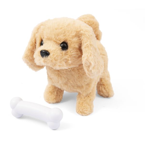 Cagnolino labrador  peluche interattivo a batteria con osso e suoni - AMI PLUSH