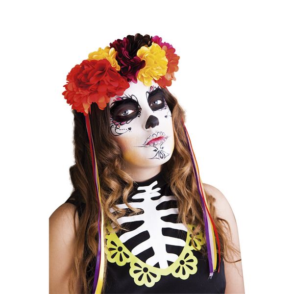 Corona lusso catrina con rose colorate – giorno dei morti - RUBIE'S