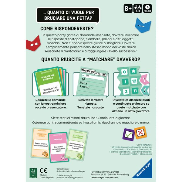 Ravensburger, match me if you can, it, party game per 3 - 8 giocatori,  8+ - RAVENSBURGER