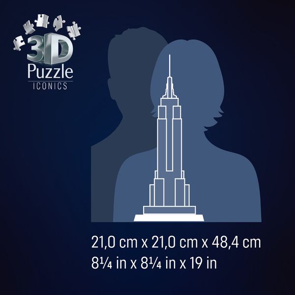 Puzzle 3d iconico: empire state building - replica dettagliata in un affascinante modello puzzle 3d - RAVENSBURGER