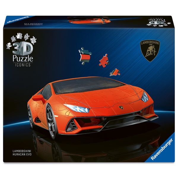 Ravensburger - 3d puzzle lamborghini huracán evo arancione, 108 pezzi, 8+ anni - RAVENSBURGER, RAVENSBURGER 3D PUZZLE