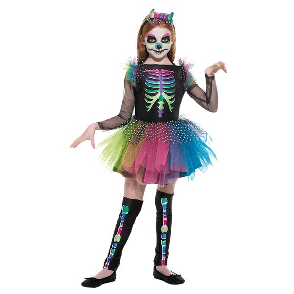 Costume scheletro divertente bambina halloween - CARNAVAL QUEEN
