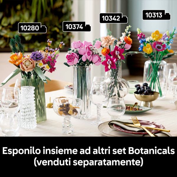 Lego - 10374 - botanicals bouquet di rose rosa da esposizione - LEGO ICONS BOTANICAL, LEGO