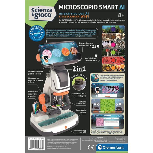 Clementoni - explorer scope - microscopio interattivo con a.i. e telecamera wifi - 19387 - CLEMENTONI