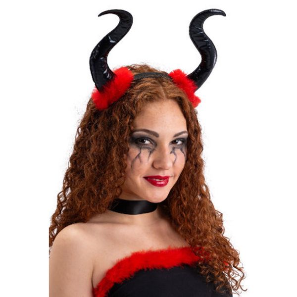 Cerchietto strega malefica con marabout rosso - CARNIVAL TOYS