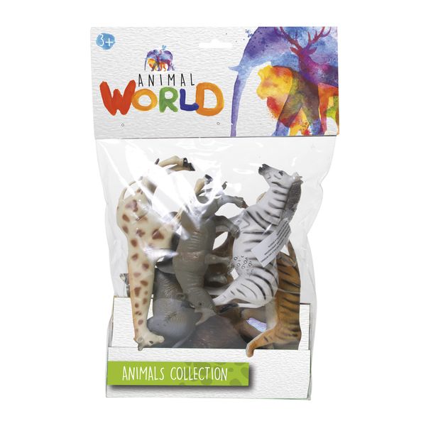 Set assortito 6 animali e scenari - fattoria o savana per gioco educativo - ANIMAL WORLD