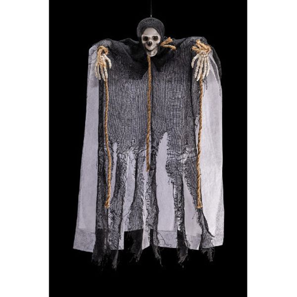 Scheletro appendibile con corde e abito nero 70 cm - CARNIVAL TOYS