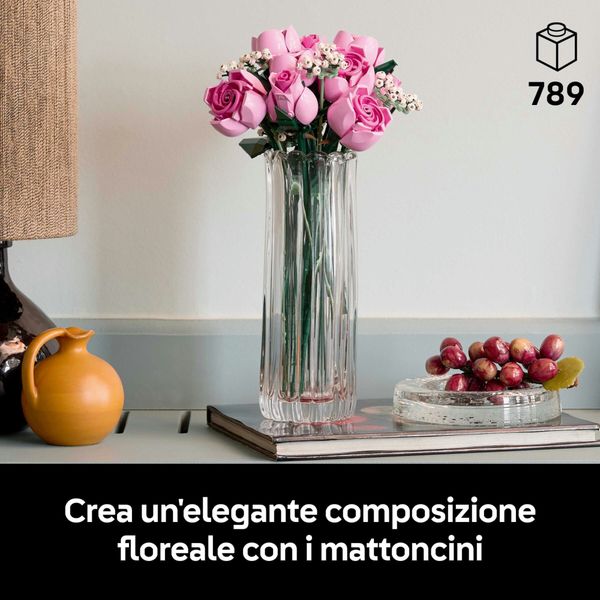 Lego - 10374 - botanicals bouquet di rose rosa da esposizione - LEGO ICONS BOTANICAL, LEGO