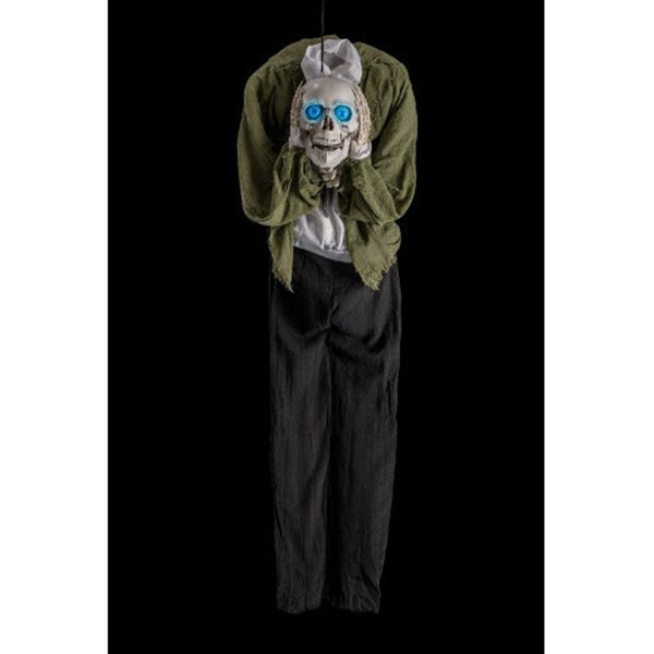 Scheletro appendibile con testa tra le mani 145 cm con luci e suoni - CARNIVAL TOYS