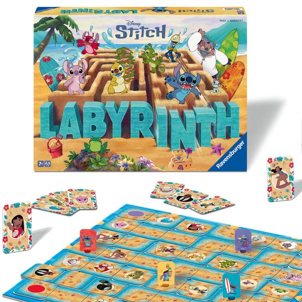 Ravensburger stitch labyrinth - gioco da tavolo per famiglie e per bambini dai 7 anni in su - da 2 a 4 giocatori per ragazzi e ragazze - Disney Stitch