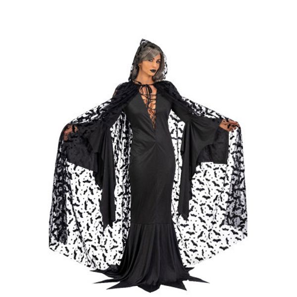 Mantello halloween in tulle con pipistrelli e cappuccio 140 cm - CARNIVAL TOYS