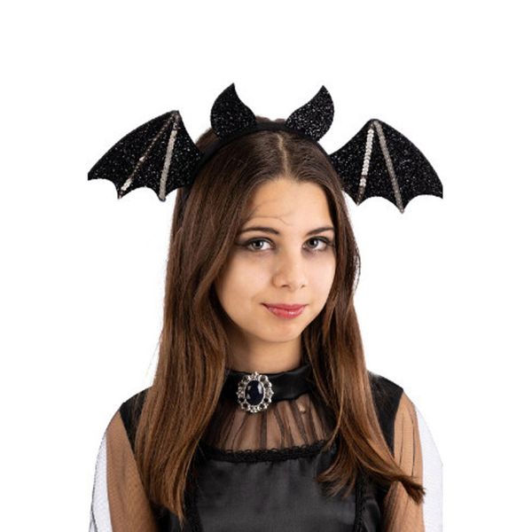 Cerchietto pipistrello nero in tessuto lurex - CARNIVAL TOYS