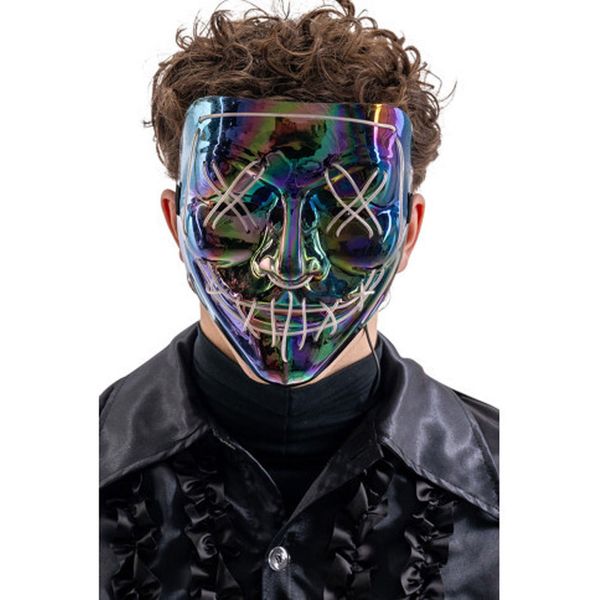 Maschera horror metallizzata con luci decorative in plastica - CARNIVAL TOYS