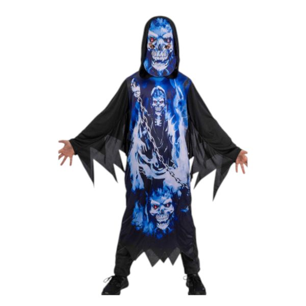 Costume tunica con cappuccio e stampe scheletro bambini halloween - CARNIVAL TOYS