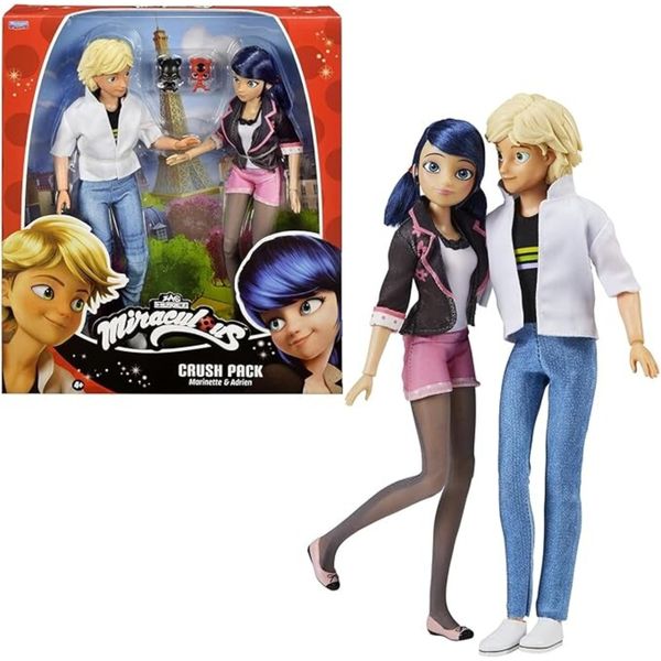 Miraculous ladybug - crush pack 2 bambole marinette e adrien 26cm - MIRACULOUS, BANDAI