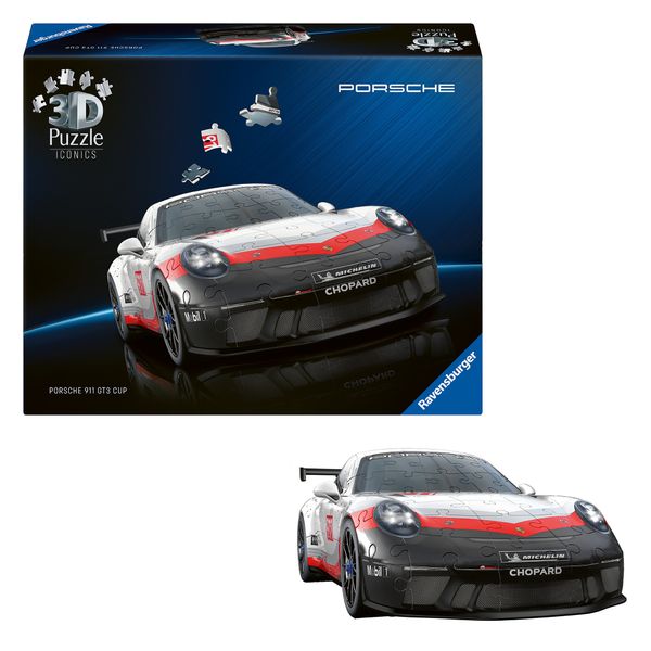 Puzzle 3d iconico: porsche 911 gt3 cup - una vera icona delle auto sportive in un dettagliato modello in scala 1:18 - RAVENSBURGER