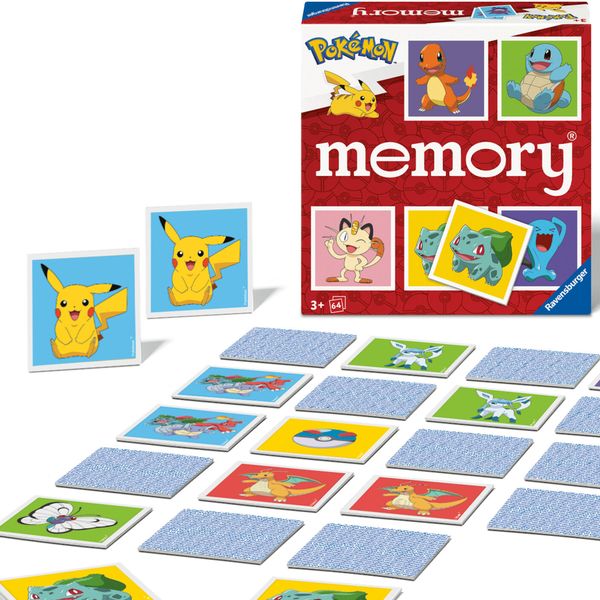 Ravensburger 24853 memory® pokémon - il famosissimo gioco di memoria con 32 coppie di carte, per 2-8 fan dei pokémon dai 3 anni in su - POKEMON