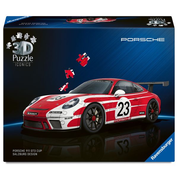 Ravensburger - puzzle 3d iconics: porsche 911 “salzburg edition” - la 911 in kit speciale nel leggendario design di salisburgo della porsche 917 - RAVENSBURGER, RAVENSBURGER 3D PUZZLE