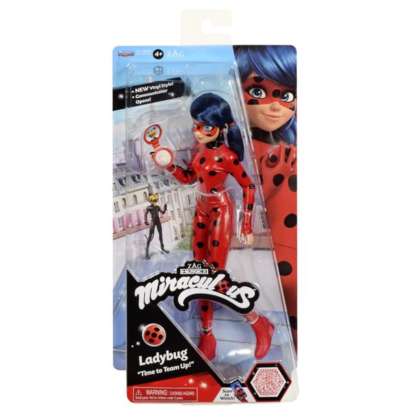 Miraculous ladybug - fashion doll 26 cm - coccinella con il suo telefono - nuovo costume effetto vinile - MIRACULOUS, BANDAI