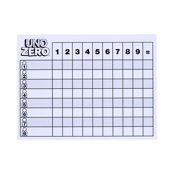 Mattel games - uno zero, nuova versione dell'iconico gioco, vinci con il punteggio più basso, blocco segnapunti incluso, 2-8 giocatori - UNO