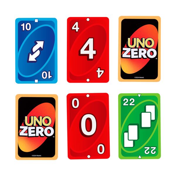 Mattel games - uno zero, nuova versione dell'iconico gioco, vinci con il punteggio più basso, blocco segnapunti incluso, 2-8 giocatori - UNO