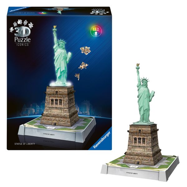 Puzzle 3d iconico: statua della libertà - replica dettagliata in un affascinante modello puzzle 3d - RAVENSBURGER