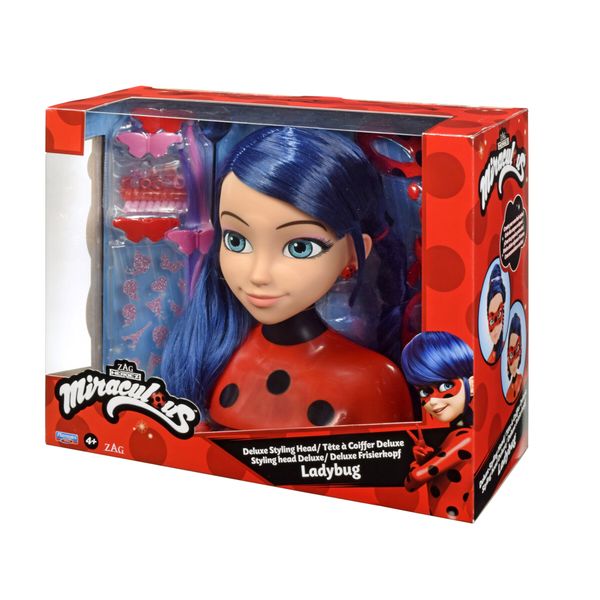 Miraculous ladybug - testa da pettinare deluxe marinette 21cm + accessori - MIRACULOUS, BANDAI