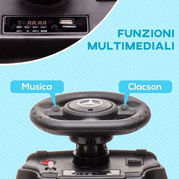 Macchina elettrica per bambini 18-48 mesi licenza mercedes-benz con musica, beige - 