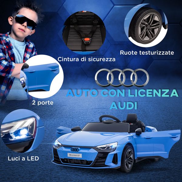 Auto elettrica per bambini 3-5 anni con telecomando, sospensioni e clacson, 103x58x41 cm, blu e nero - 