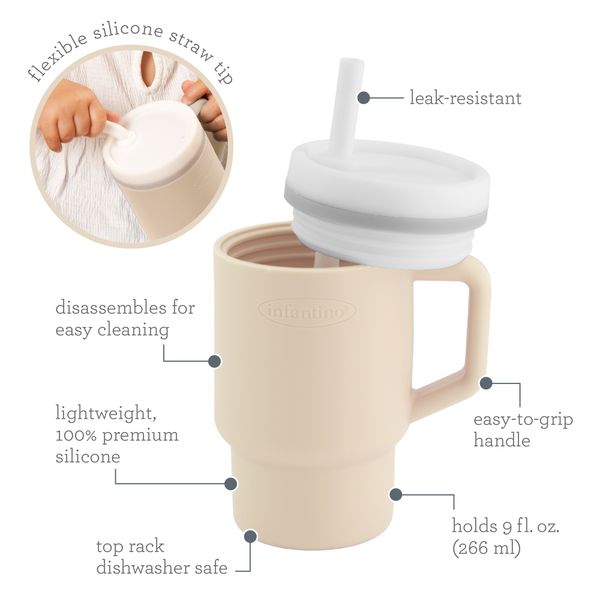 Bicchierino assortito in silicone morbido per bambini - primo bicchiere con beccuccio - INFANTINO