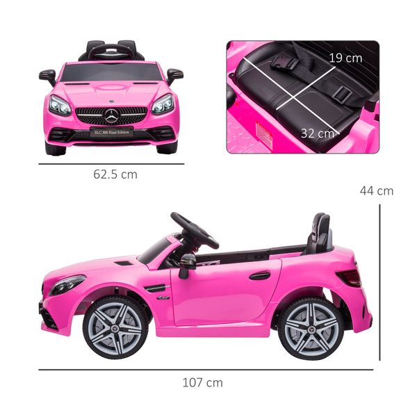 Macchina elettrica per bambini 3-6 anni con luci led, effetti sonori e telecomando, 107x62.5x44 cm, rosa - 