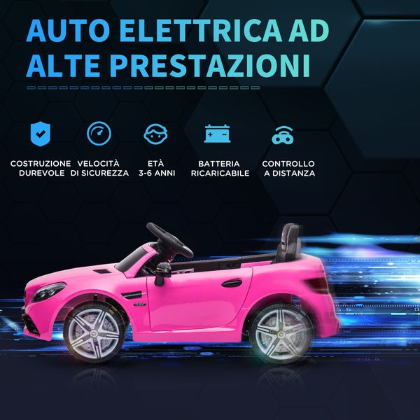 Macchina elettrica per bambini 3-6 anni con luci led, effetti sonori e telecomando, 107x62.5x44 cm, rosa - 