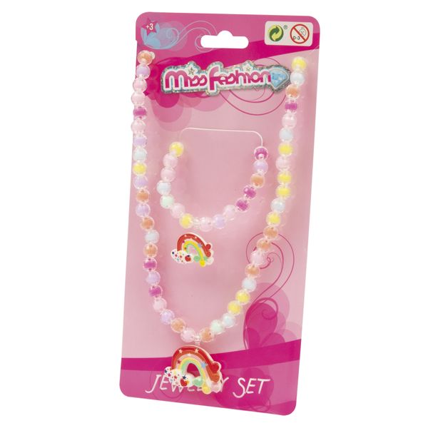 Set collana e braccialetto con perline colorate - MISS FASHION