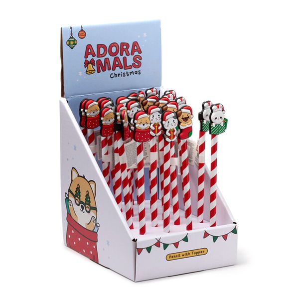 Matita natalizia con coprimatita in pvc - animali dolci - assortita - PUCKATOR