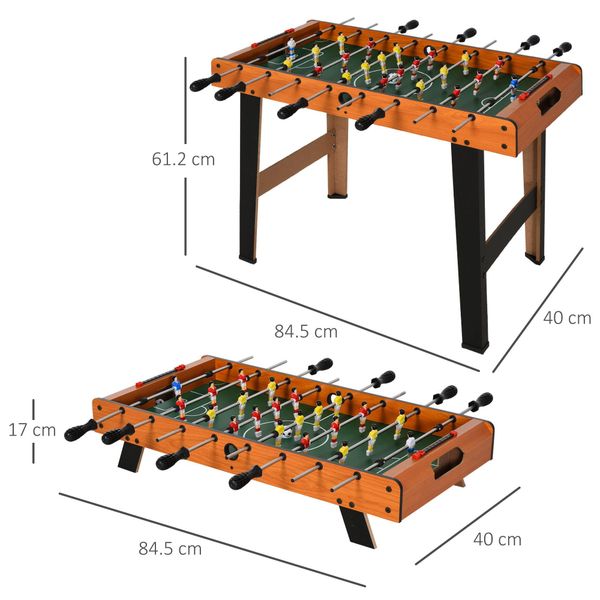 Calcio balilla in legno con 22 giocatori in formazione 3:4:3, 2 palline e 2 segnapunti inclusi 84.5x40x61.2cm - 