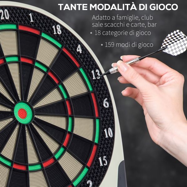 Bersaglio freccette elettronico in plastica con 6 freccette, effetti sonori e visivi, 44 x 50 x 3.2cm, nero - 